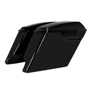 HOGWORKZ Vivid Black 4" Dual Cut Stretched Saddlebags